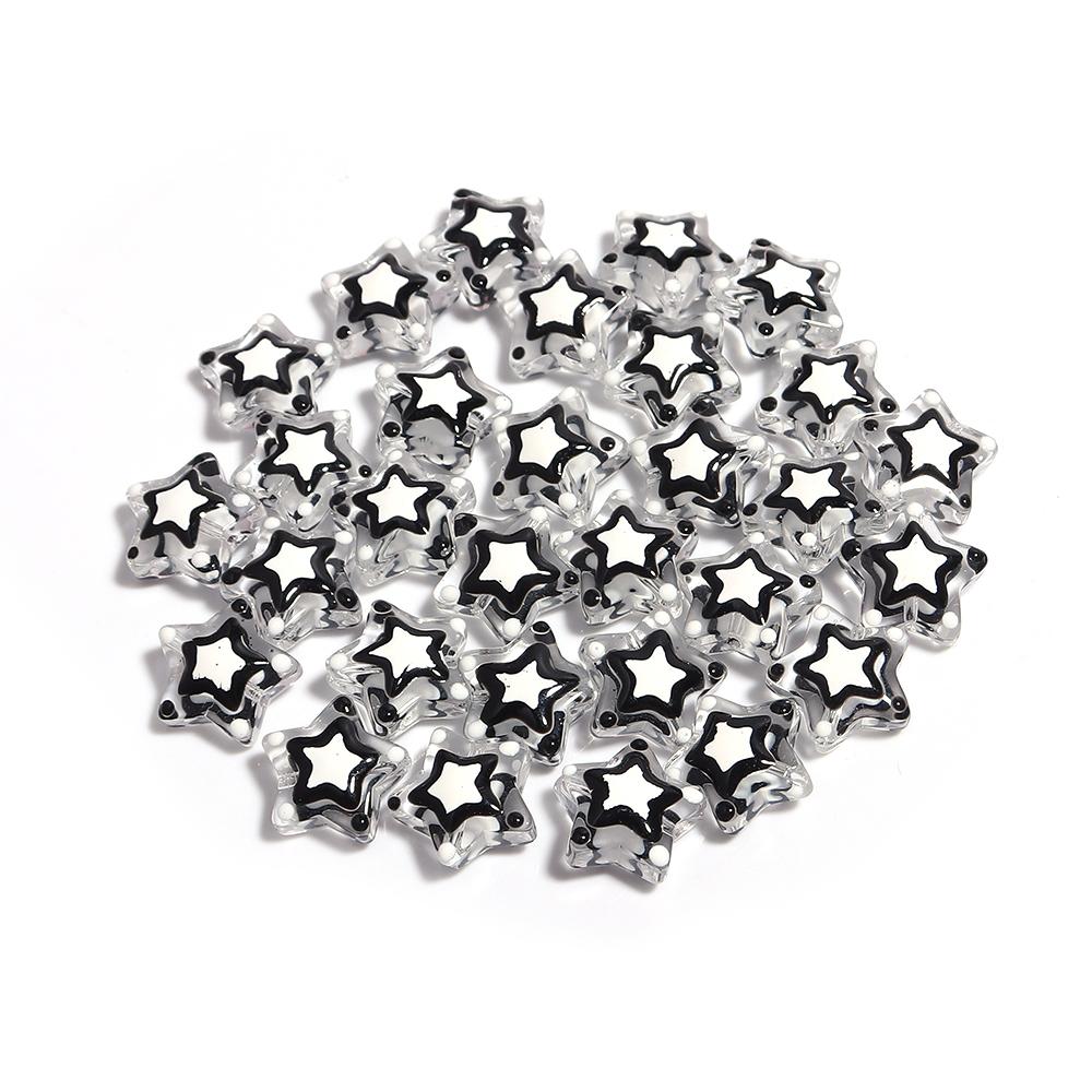 5Pcs Five-pointed Star Glass Beads Dopamine Style Beads Color Hand Painted Spacer Bead DIY Bracelet Jewelry Making Accessories