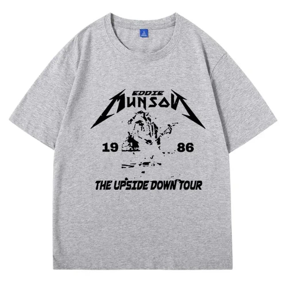 

Washed Vintage Eddie Munson Print T Shirt Men Women Demogorgon Cannibal Flower Monster Y2k Short Sleeves Classic hot product tee XXXL