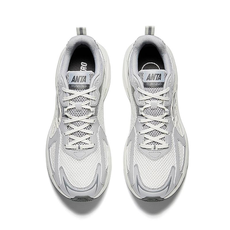 New Anta Running Collection Slip Resistant Breathable Low Top Casual Running Shoes Men's White Gray Silver 912525597-4