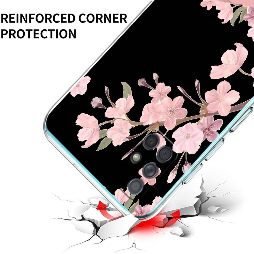 Pink Letter Flower Phone Case For Samsung A13 A33 A73 A53 A23 A51 A71 A21S A12 A31 A41 A05s A03S A15 A25 A32 5G Clear Cover