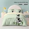 Ensemble Housse de Couette et Jupe de Lit en Coton Dessin Animé Panda pour Enfants - Literie 3 Pièces pour Garçons pour Dortoirs