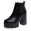 Fashion New round toe Women's Boots Black Fashion High Heels Side zip thick heel boots Comfort casual ladies shoes Botas Homme Zapatos