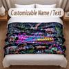 Dinosaur Theme Soft Blanket Personalized Custom Name Text Print Warm Blanket Home Sofa Bedroom Decor