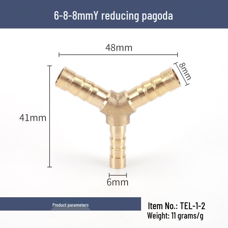 Copper Y-Type Reducing Tee Connector for Soft Water, Oil, and Air Pipes (Sizes 4, 6, 8, 10, 12)