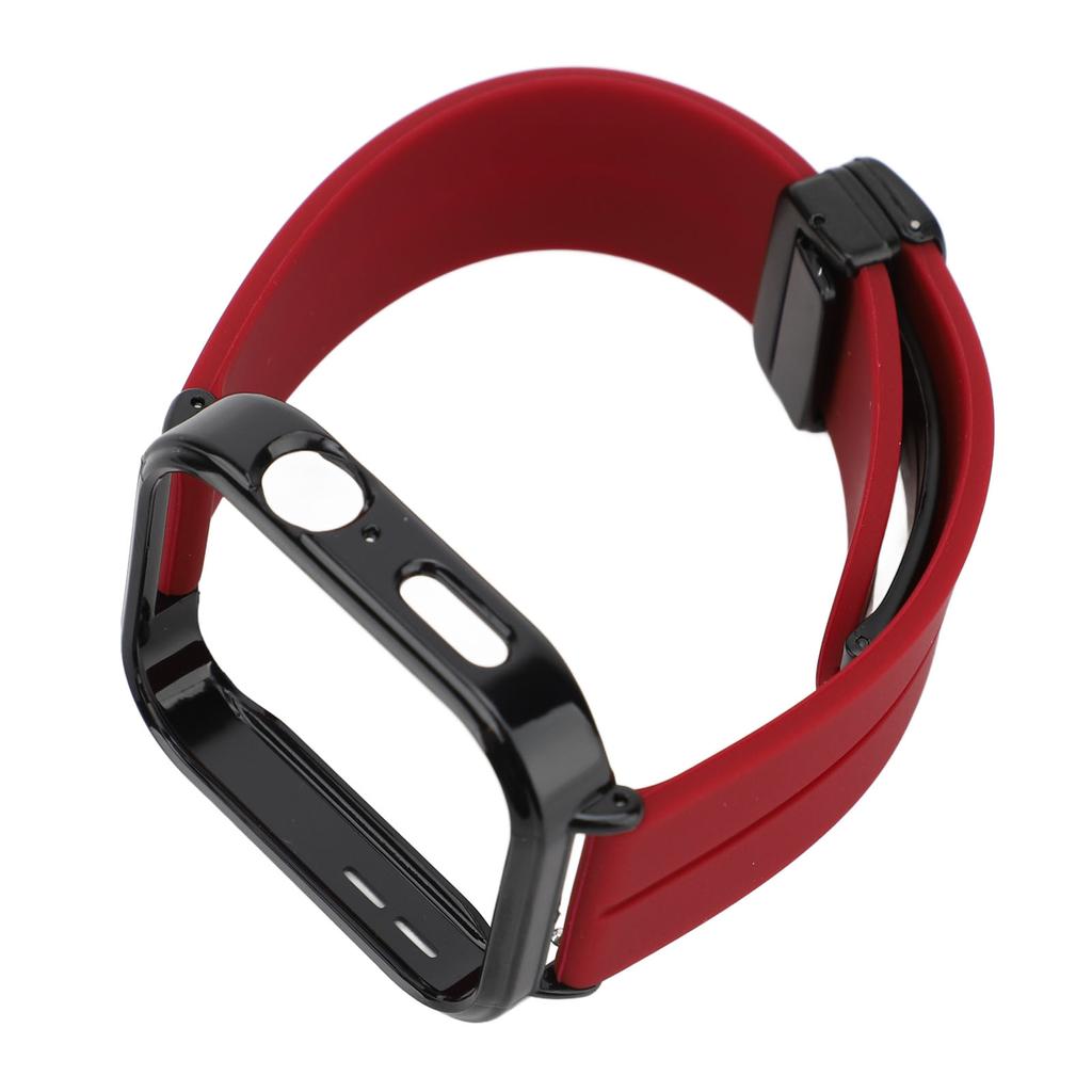 Watch Strap with Black Protective Case Magnetic Folding Buckle Quick Release Compatible Silicone Strap For Watch Fit 3