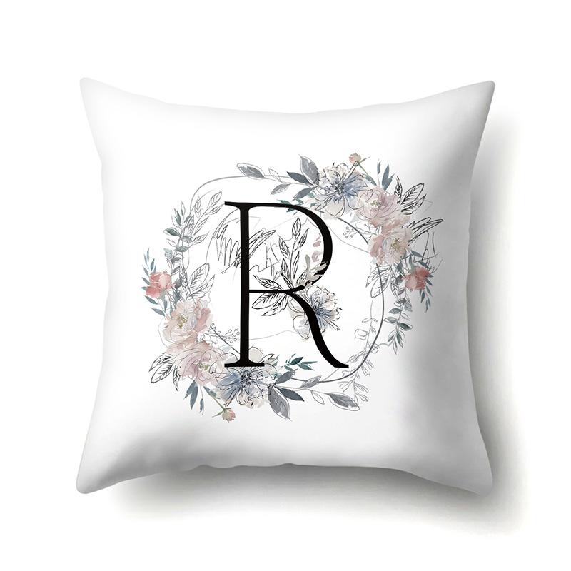 Polyester Pillowcase Simple and Fresh Xiaohua Home Furnishing 26 English Letter Printed Waist Cushion Pillowcase