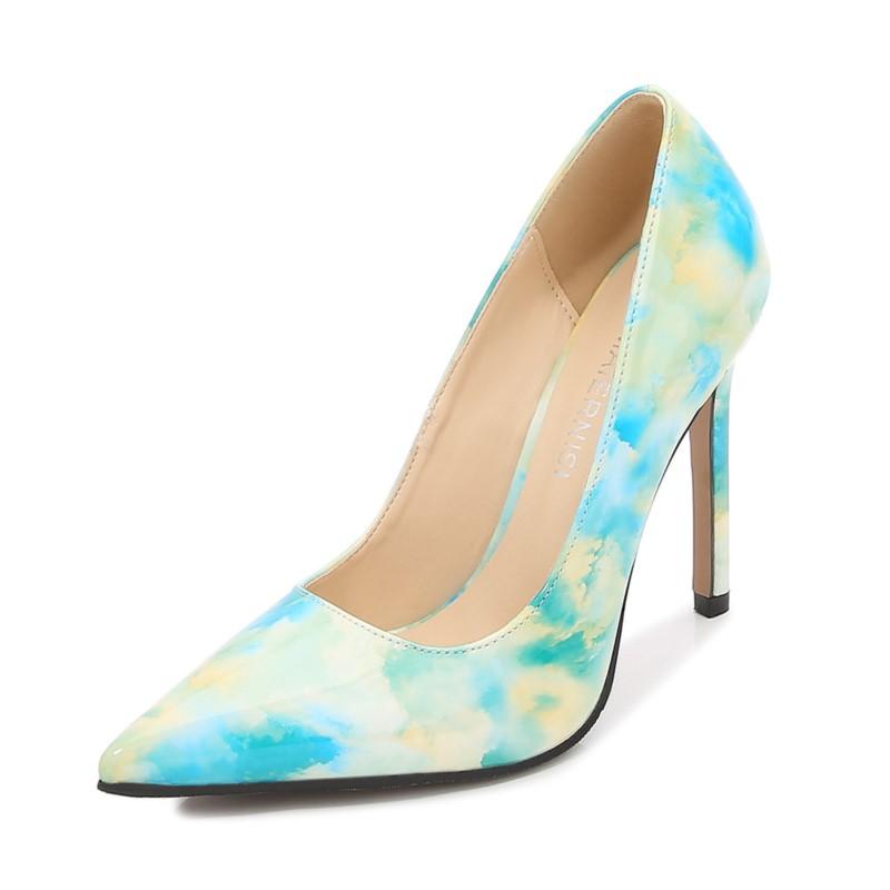 Fashion Shiny High Heels Patent Leather Pointed Toe Women Office High Heeled Shoes Ladies 7cm Comfort Stiletto Pumps Size 48