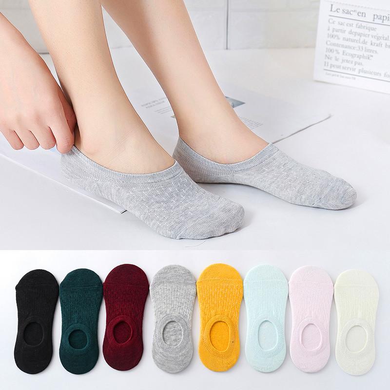 10 Pieces 5 Pairs Women Sock Slippers Set Solid Color Invisible Boat Socks Breathable Non-slip Silicone No Show Short Ankle Sock