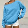 Women's Casual Fashion Solid Color Off-shoulder Long-sleeved Loose Sweatshirt With Pockets