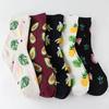 Korea Style Women Socks Cotton Fruit Food Socks Cherry Peach Banana Egg Hamburger  Avocados Socks