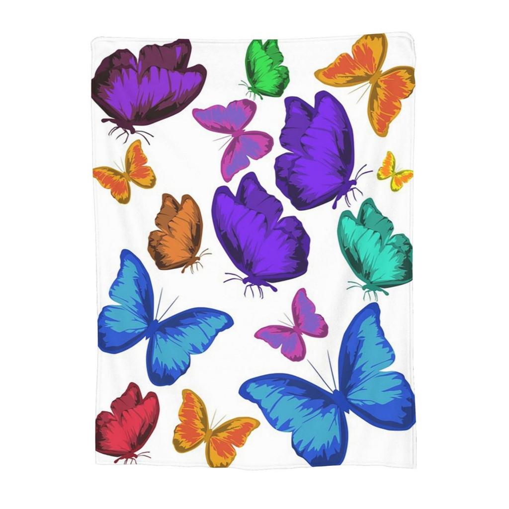 Dazzle ColorfullyButterfly Blanket Soft Warm Flannel Throw Blanket Bedspread for Bed Living room Picnic Travel Home Sofa