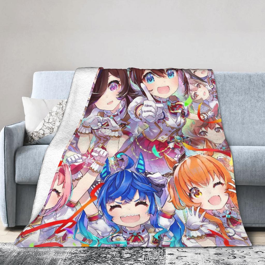 Uma Musume Pretty Derby Blanket Flannel Winter Breathable Lightweight Thin Throw Blanket for Bedding Travel Plush Thin Quilt