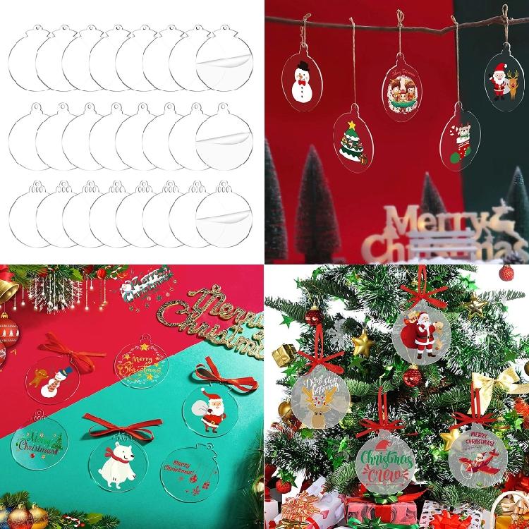 Clear Round Acrylic Christmas Ornaments Acrylic Circle Discs for DIY Gift Tag