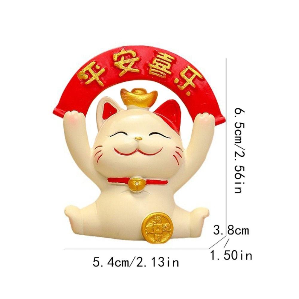 Resin Maneki Neko Miniature Figure Chinese Style Fortune Cat Car Interior Ornament  Spring Festival