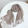 Long Tassel Sun Protection Wrap Solid Color Neck Scarf Casual Pure Linen Scarf  Spring Summer