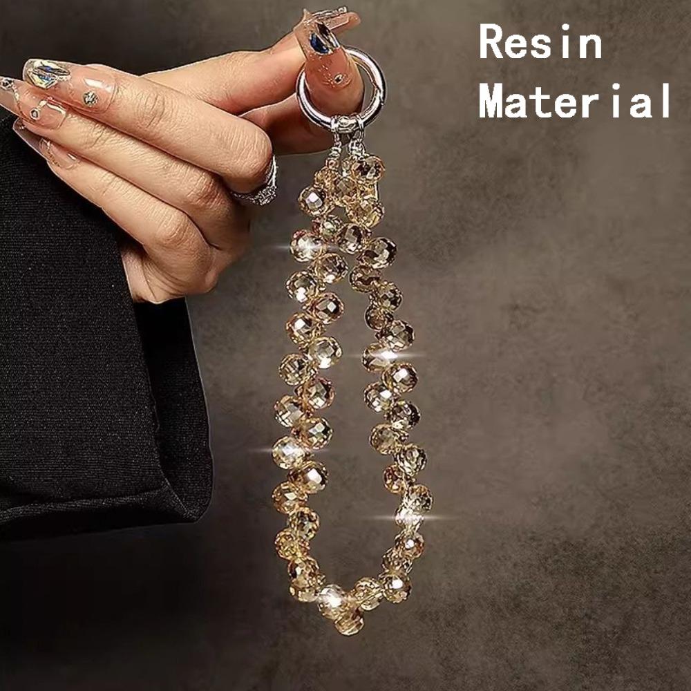 Stilvoller Glitzer Kristallperlen Anhänger Transparenter Bunter Kristallperlen Schlüsselanhänger Abnehmbare Handyschlaufe Frauen Mädchen