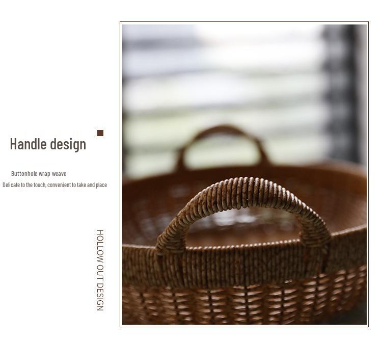 Imitation Rattan Fruit and Snack Basket - Versatile for Living Room, Kitchen, and Picnic Use.