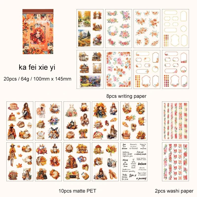 

Винтажный персонаж Цветочный материал Коллаж ПЭТ наклейка Книга Креативный DIY Журнал Канцелярские наклейки