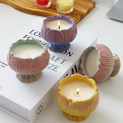 Keramischer Lotus Aromatherapie Kerzenständer Leere Tasse Minimalistischer Innen-Kerzenleuchter Exquisite Ornamente   Raumdekoration