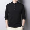 Youth Men's Trendy Long-Sleeve Stand-Up Collar Polo Cotton Shirt
