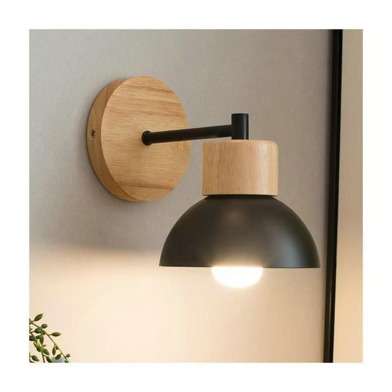 Nordic LED Wall Lamp: Modern, Simple Design for Bedroom, Living Room, or Hallway; Solid Wood Finish, Ideal for Children's Bedside.