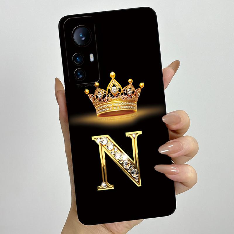 For Xiaomi 12 Lite Case Xiaomi 12T Pro 5G Casing Crown Letter Couple Phone Case Soft Liquid Silicone Lens Protective Back Cover