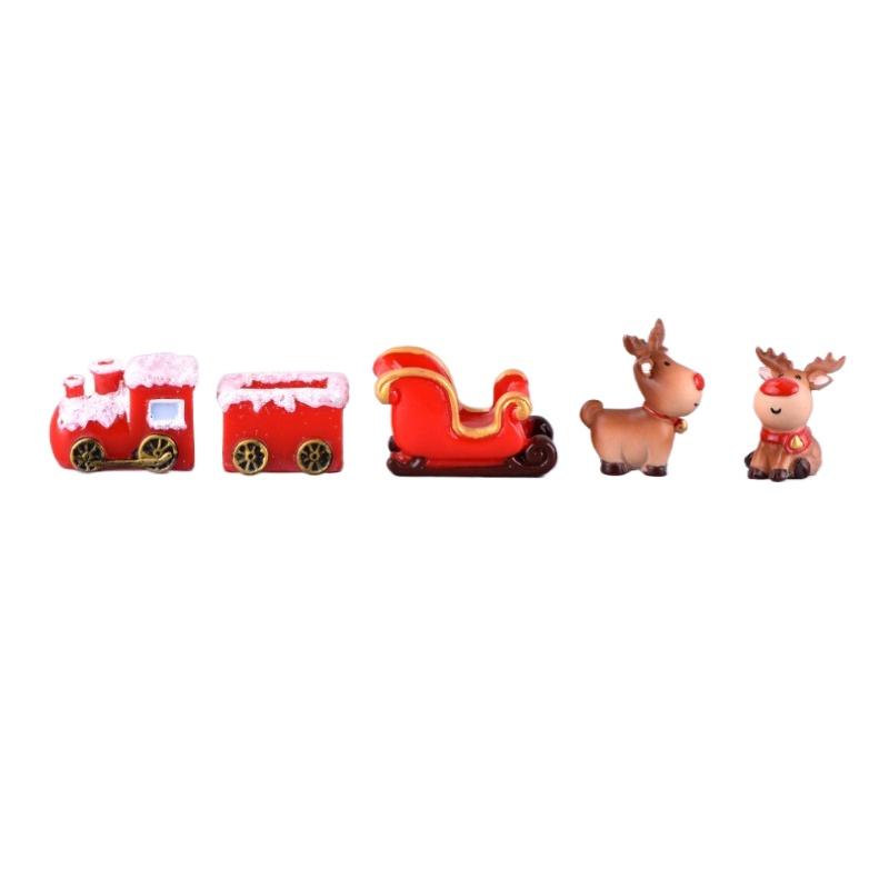 

Christmas Santa Claus Elk Sleigh Locomotive Carriage Micro Landscape Snow Scenery Ornaments For Xmas Party Favor Christmas Decor (As shown-32837)-