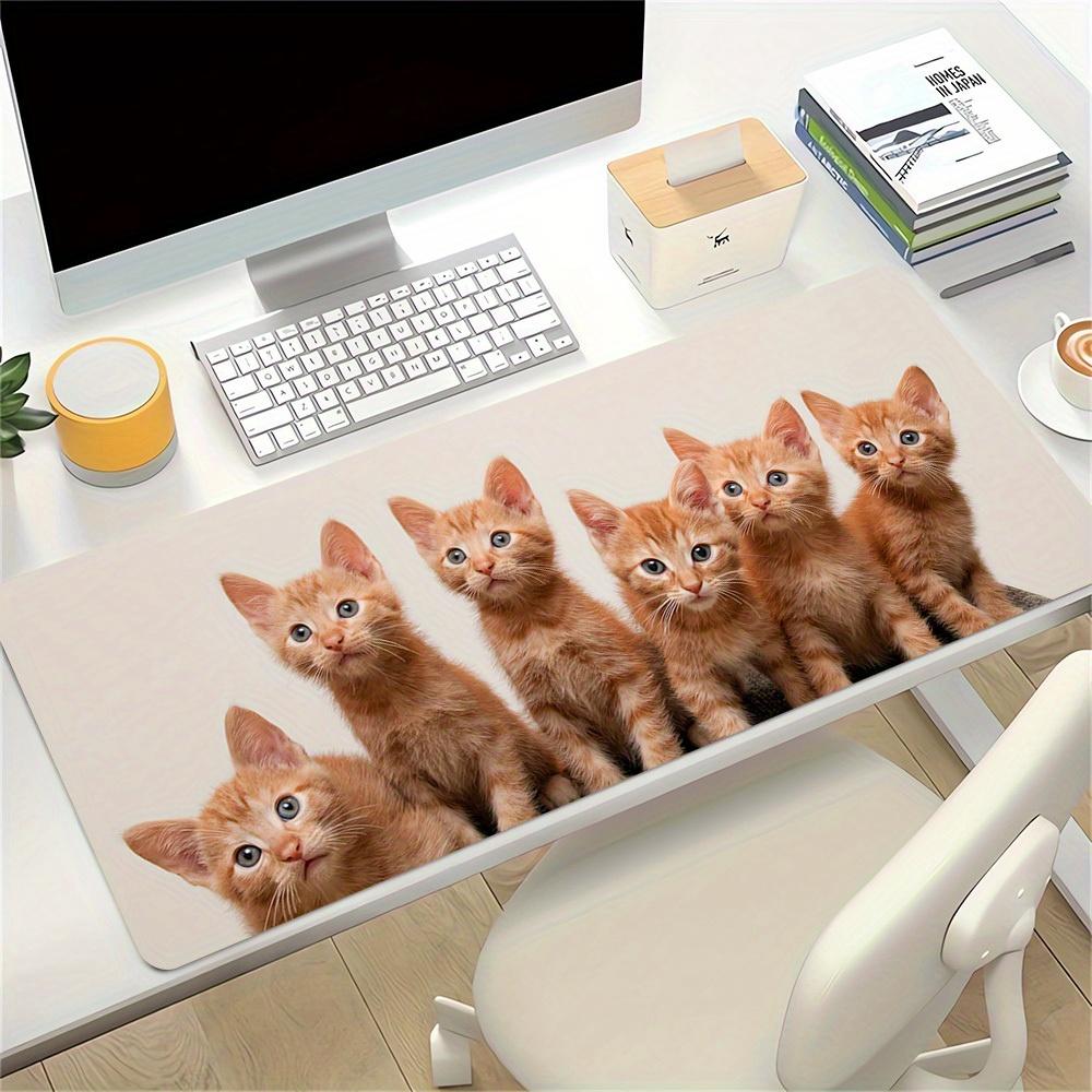 1pc Large Gaming Mouse Pad, UV Reactive Non-Slip Desk Mat, Washable PolyesterCate, Ginger, KittensComputer Pad with Vibrant Game Machine Pri