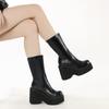 New Women British Style Chelsea Ankle Boots, Platform Thick‑Sole Fashion Short Boots For Petite Ladies