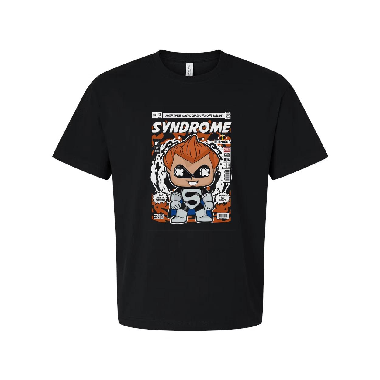 

Syndrome Comic Hero Unisex Graphic T Shirt With Stylized Villain Artwork In Retr S