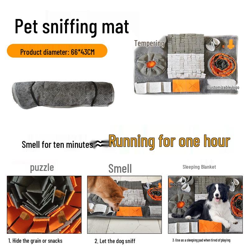 

Интерактивный коврик-пазл для вынюхивания для собак - Игрушка для тренировок в помещении и тайник для еды 66*43 cm