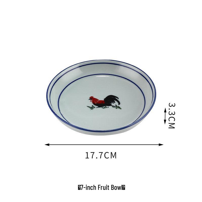 Keramik-Retro-Hahnschüssel - Nostalgisches Kampfhahn-Design