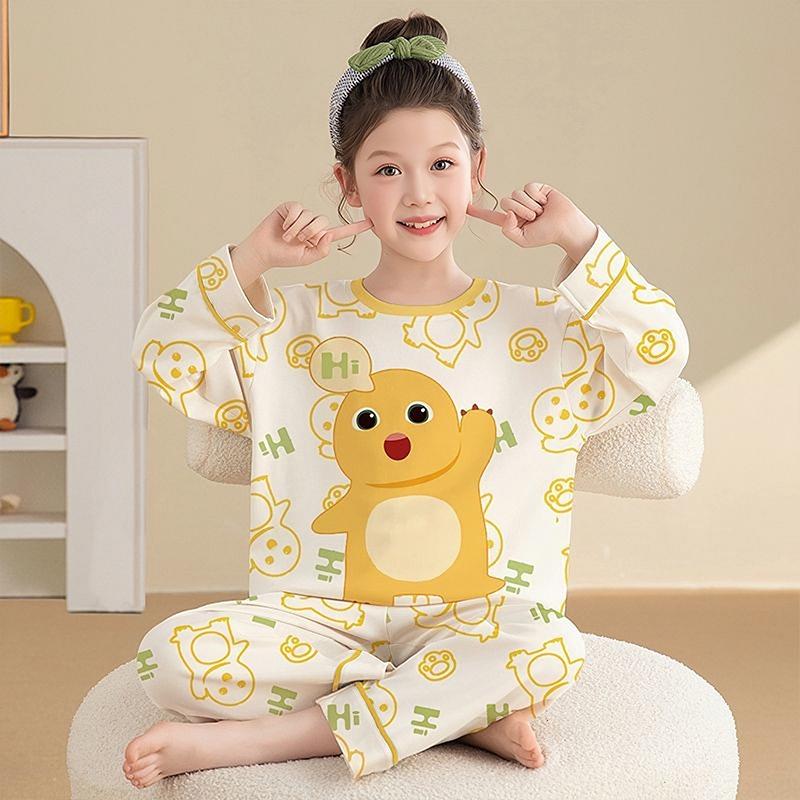 2026 Trendy Kids Cartoon Pajama Set: Long Sleeve, Airy & Comfortable for Spring/Autumn