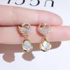 High End Swan Earrings, Temperament, Cat's Eye Stone Studs