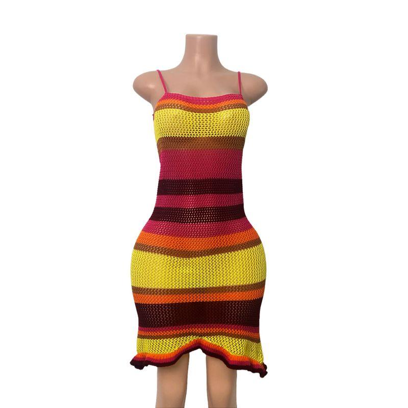 

Западный стиль Новая мода Повседневное облегающее вязаное платье-слинг Женское сексуальное облегающее вязаное платье Stripes color All yards