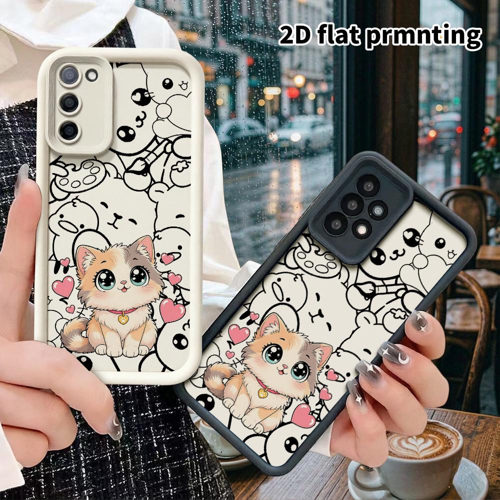Phone Case: 2D Flat, Suitable for Samsung Galaxy A34 A35 M05 M06 S20 S22 S21 FE Plus 5G Protective Cases, Long-haired Calico Kitten, Perfect Christmas
