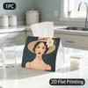 1pc Tissue Box, Vintage Style Lady Flower Pearl Grace Pattern, 2D Flat Printing, Keeps Dust Out, Strong And Firm, Napkin Dispenser, for The Dining Tab