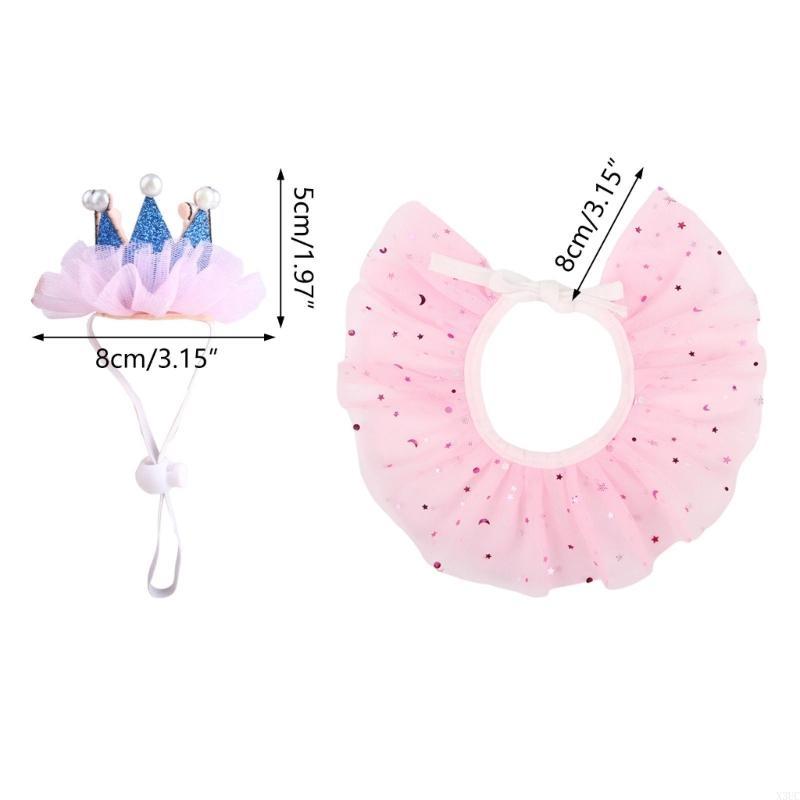 Birthday Pet Princess Crowns and Collar Combo for Dogs and Cats Accessories X3UC