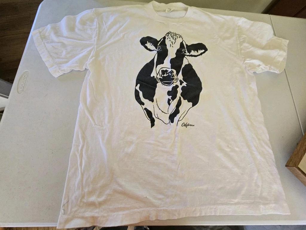 Vintage Cow T-Shirt Reprint 80s 90s California Graphic Tee White S-4XL