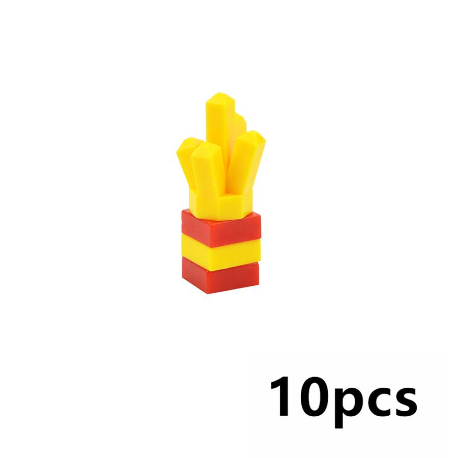 Moc City Mini Bouwsteen Voedselaccessoires Visgereedschap Brood Hond Taart Pizza Frietjes Kip Pompoen Appel Figuren Baksteen Speelgoed