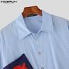 INCERUN Oversized Men Lapel Neck Long Sleeve Floral Print Plaid Casual Shirts Tops