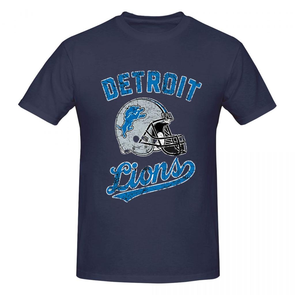 Vintage - Pánské tričko Detroit Lions Vtipná nadměrná trička Pánská bavlněná trička s kulatým výstřihem Krátké Letní Pánské