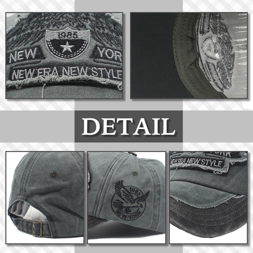 Casquette Chrome Crane CB342 Style Américain Décontracté Vintage avec Broderie Usée et Visière pour Hommes et Femmes (Noir)