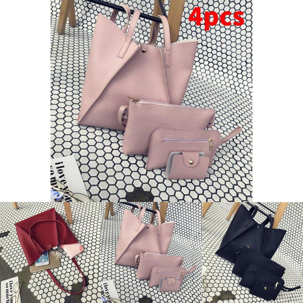 Women 4pcs Leather Handbag Lady Shoulder Bag Tote Purse Messenger Satchel Set