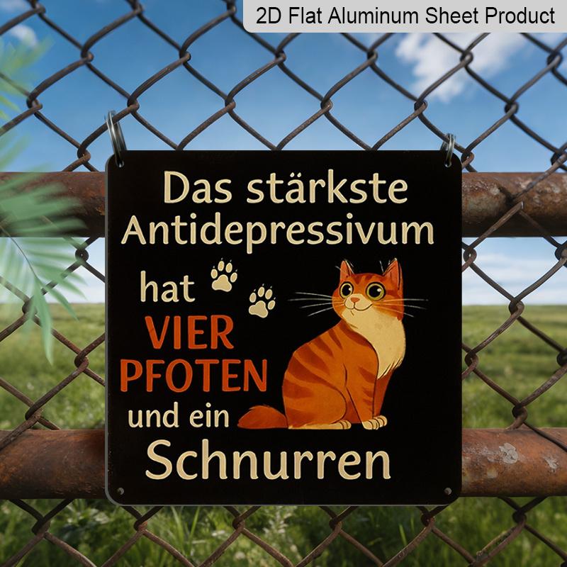 

2D Flat, 1pc Vintage Aluminium Metal Sign, Outdoor Decorative Wall Sign, Retro Tin Sign Style, Funny, Four Paws and A Purr , Home Wall Decor Plaque 20*20cm