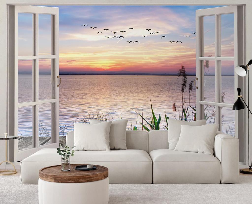 Wallpaper Window view sunset jetty landscape