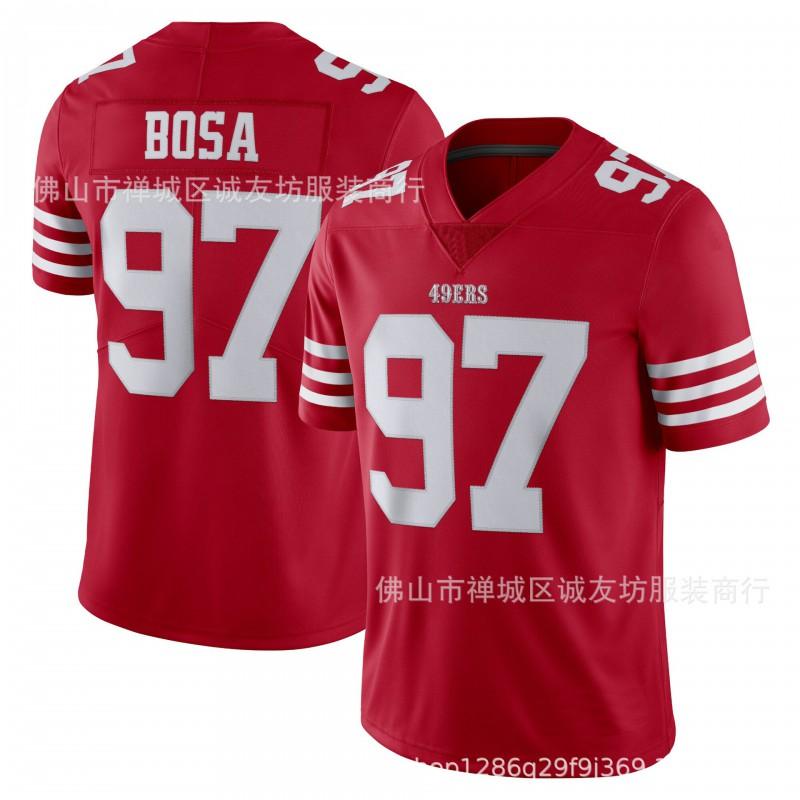 NFL 49ers Nick Bosa 97 Football Jersey Grey Reverse Mens Sports Fan