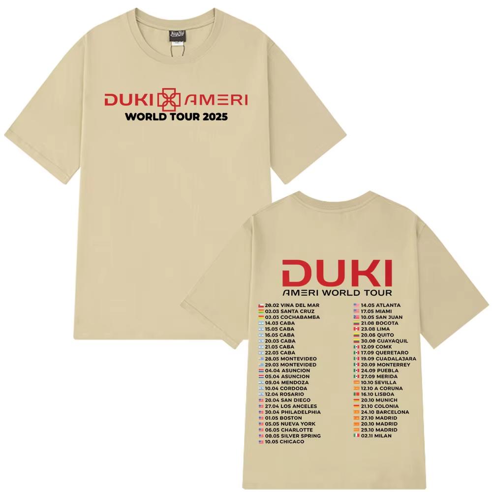 Rap Singer Duki Ameri 2025 World Tour Tshirt Summer Unisex Casual Cotton Oversized Tshirt Harajuku Street Wear Mens Tshirt