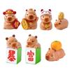 Yousheng 7 Pcs Capybara Miniatures Mini Capybara Figurines Resin Fortune Capybara Collectibles Statues for Car Dashboard Bookshelf Office Desk