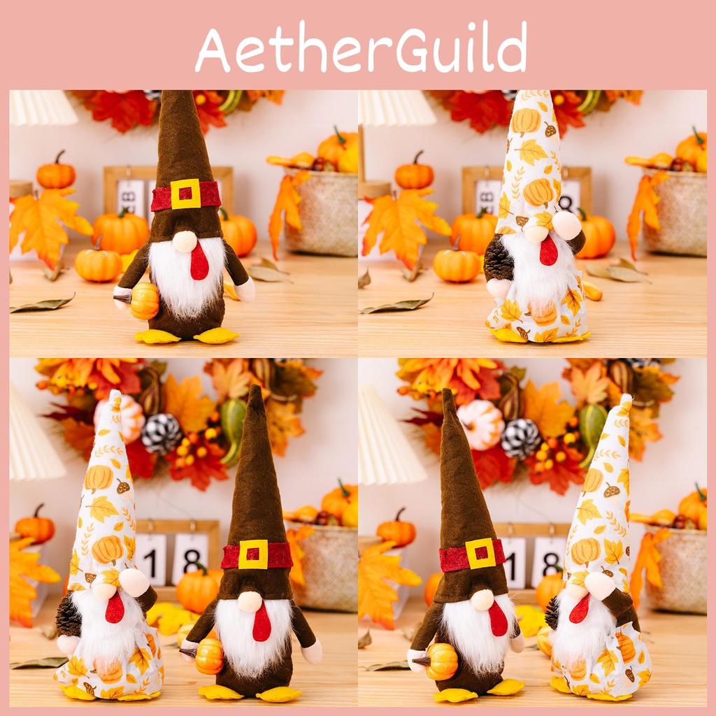 New Thanksgiving Harvest Festival Decorative Gnome Doll Holding Pumpkin And Pinecone Figurine For Autumn Celebration